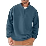 NSICBMNO Herren-Pullover mit Viertelreißverschluss, Fleecepullover, langärmelig, V-Ausschnitt, Sweatshirt, Winter, Thermo-Top, übergroßer Pullover, Winter-Polo-Shirts, warme Sweatshirts, Fitness-Top