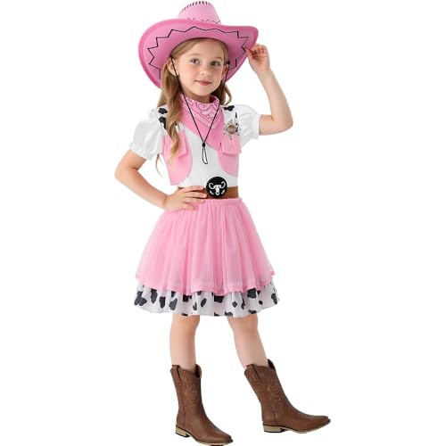 Disfraz de vaquera para niñas con sombrero talla 7-8 años miniatura 1