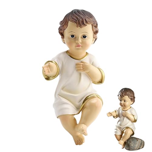 Mini figurine en résine de Jésus Enfant - Sculpture icône sacrée de la Nativité, affichage symbole de foi artisanale, art religieux dévotionnel compact |...
