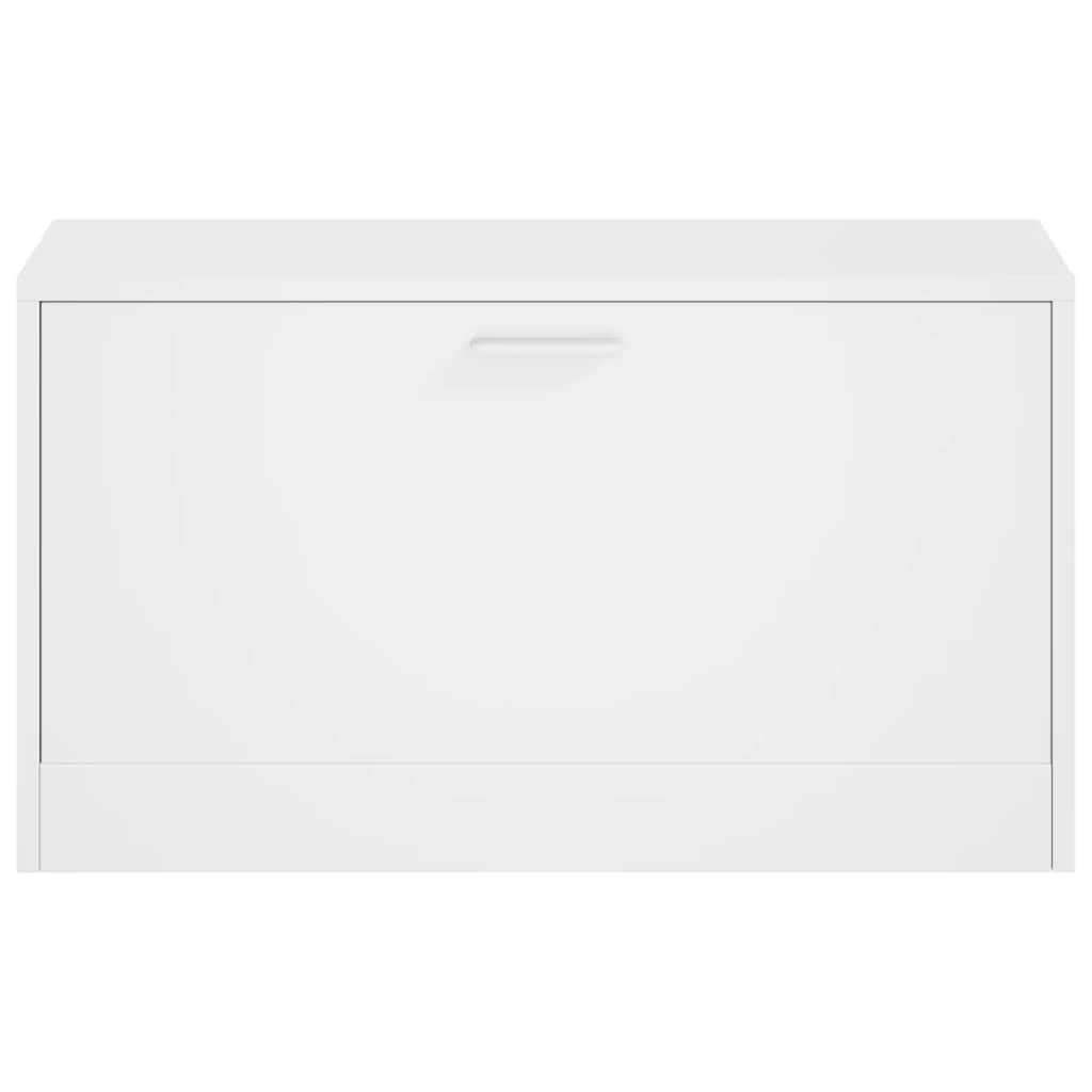 vidaXL Panca Scarpiera Bianco Lucido 80x24x45 cm in Legno di Argilla