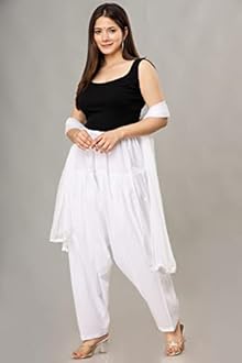 NOBHOB Woman's Plain Cotton SEMI Patiala Salwar with Dupatta|| Free Size || Plain Patiala || SEMI Patiala Pants || Solid Cotton Patiala || Patiyala
