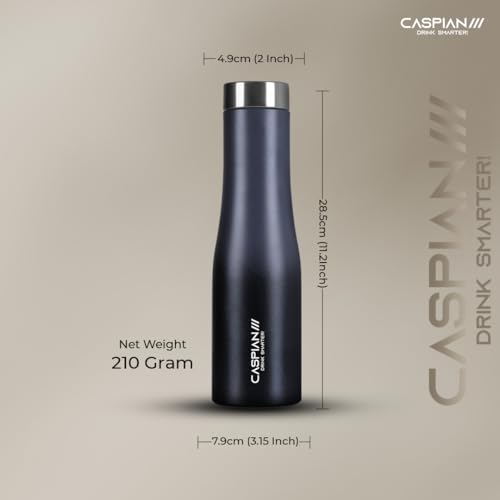 Image of CASPIAN / / / Aqua ISI Certified Stainless Steel Water Bottle 1ltr. (Graphite, 1 Litre, Set of 6) |Leak Proof Thunder for Fridge Home Office Travel School Kids Boys Girls Adults Sports Gym Yoga|BPA Free