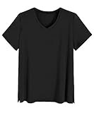 Latuza Women's Viscose Sleep T-Shirt V-Neck Pajamas Top S Black