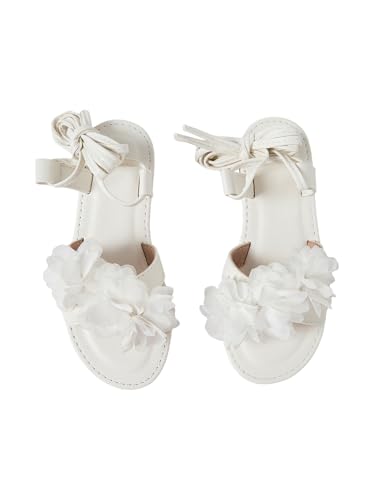 GORGLITTER Girl's 3D Flower Gladiator Flat Sandals Criss Cross Strappy Lace Up Open Toe Slide Shoes3