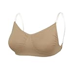 JiaYouLC Nude Seamless Dance Bra with Clear Straps & Back Women Girls Adjustable Straps Invisible Backless Bra - Not Suitable for D+ Cup (UK, Alpha, L, Regular, Regular, Nude)