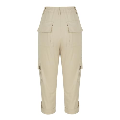 Cargo Capris for Women High Waisted Straight Leg Twill Capri Pants 2025 Summer Casual Cropped Pants with Pockets4