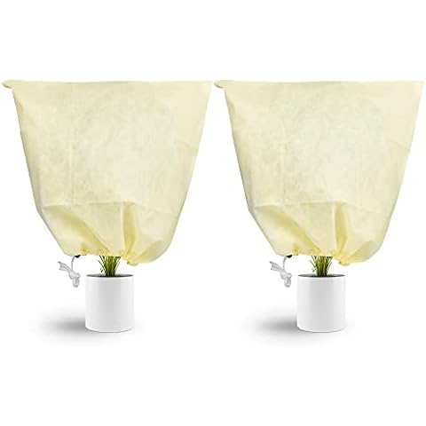 Bonviee 2 Packs Plant Covers Freeze Protection-23.62”×23.62” Large Tree Covers Frost Protection Blankets for Plants, Reusable Shrub Jakets Covers for Winter, with Drawstring Cover