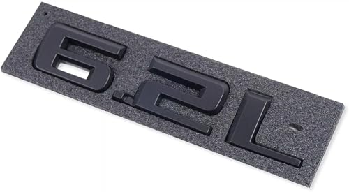 Image of Hood Body Style Emblems 3D Badge Decals Fits for 2019-2021 6.2L 2pcs (Matte Black)
