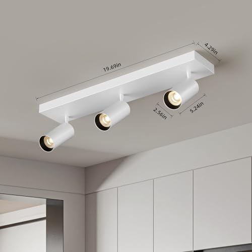 Image of Spotlight Indoor Ceiling LED Light,3 Lights 60W Modern Spot Light Fixtures 4000K White Accent 300Adjustable Picture Painting For Living Room Bedroom Hallway Gallery Flush Mount Directional Lighting