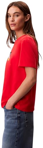 Calvin Klein Damen T-Shirt Kurzarm Classic Boxed Monogram mit Logo, Rot (Tuscan Terra Cotta), L – Ansicht 4