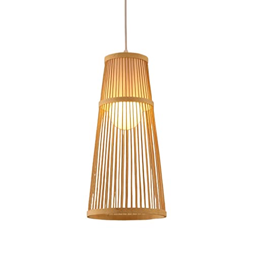 Iluminación colgante de madera natural y bambú estilo industrial E27