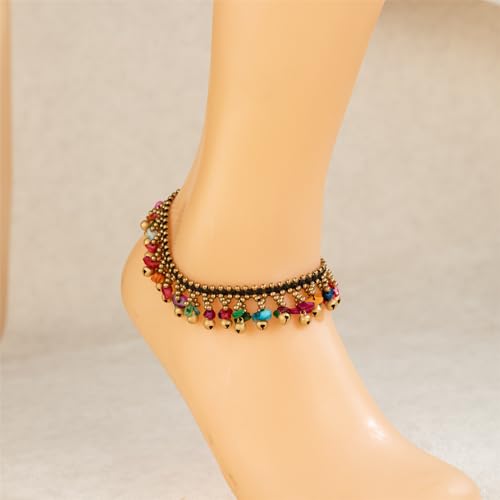 Image of kelistom Bohemian Ankle Bracelets for Women Handmade Natural Stone Beaded Chain Anklet