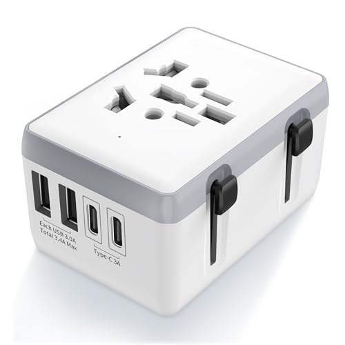 変換プラグ 全世界対応 海外コンセント 旅行用変換器 2つUSB-Cと2つUSB-Aポート付き C/O/BF/Aタイプ付き 海外電源変換器 マルチ変換プラグ 電源変換アダプター ヨーロッパ/韓国/オーストラリア/イギリス/アメリカ/中国などの国に対応