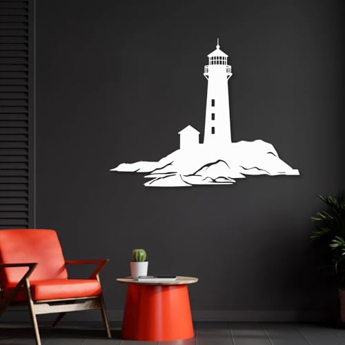 Décoration murale en métal de phare, objet design nautique 47x37