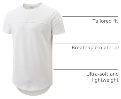 Image of YININF Men's T-Shirts Hipster Short Sleeve Solid Color Crew Neck Cotton Soft Fitted Tees