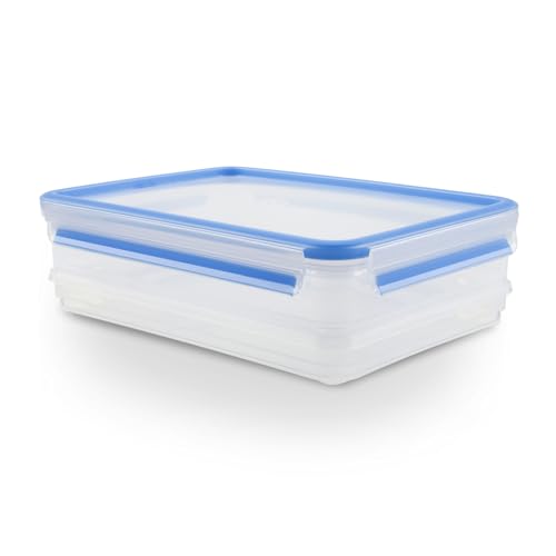EMSA Clip & Close Frischhaltedosen-Set, rechteckig, 1,65L+ 1 L, Aufschnittboxsystem mit Deckel, 100 Prozent dicht, spülmaschinen-, gefrier-, mikrowellenfest, Transparent, Blau, 508557 EMSA Clip & Close Frischhaltedosen-Set, rechteckig, 1,65L+ 1 L, Aufschnittboxsystem mit Deckel, 100 Prozent dicht, spülmaschinen-, gefrier-, mikrowellenfest, Transparent, Blau, 508557