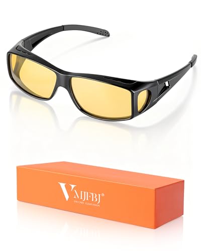 VMJFBJ Nachtfahrbrille Herren & Damen – Nachtsichtbrille für Autofahrer mit gelben polarisierten Gläsern – Nachtbrille für Brillenträger & Scheinwerfer Brille (Schwarz) VMJFBJ Nachtfahrbrille Herren & Damen – Nachtsichtbrille für Autofahrer mit gelben polarisierten Gläsern – Nachtbrille für Brillenträger & Scheinwerfer Brille (Schwarz)