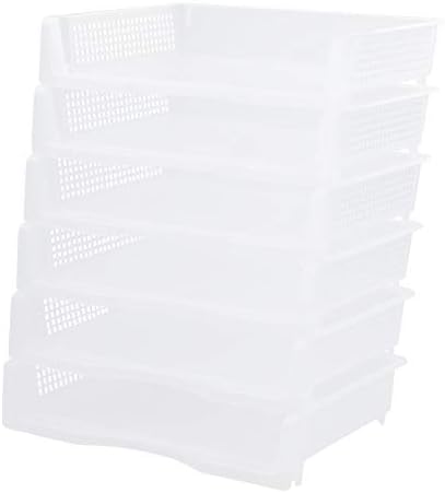 Bringer Clear Plastic Stackable A4 Paper Letter Filing Document Tray Holder, 6 Packs