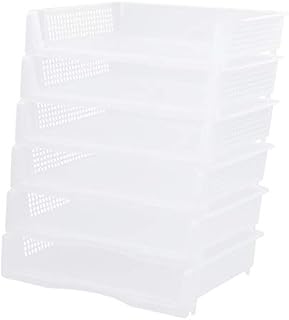 Bringer Clear Plastic Stackable A4 Paper Letter Filing Document Tray Holder, 6 Packs