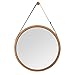 Produktbild ZRI Bamboo Wandspiegel Rund Flur Spiegel Badspiegel mit Verstellbarer Lederband 38cm (braun, 38 cm)