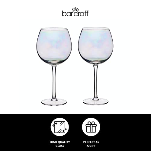 BarCraft Rainbow-Pearl Iridescent Gin Glasses, Set of 2 Balloon Glasses, 500ml, Gift Boxed