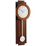 Bulova C3383 Avent Wall Clock | Two-Tone Wooden Case with Slow-Swing Pendulum | Arabic Numerals | Personalization Plate | 23.5" Height