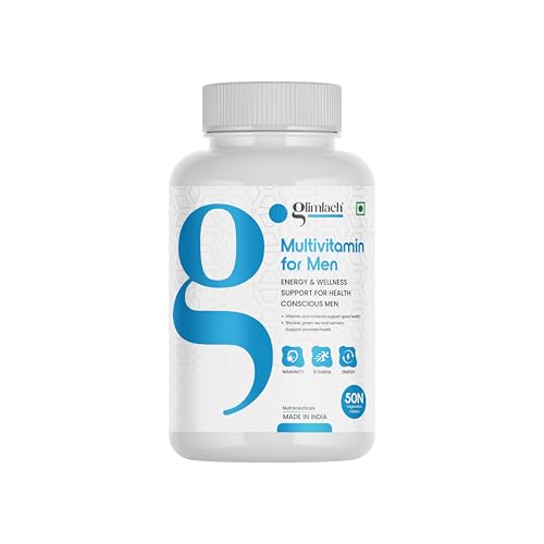 Image of GLIMLACH Multivitamins For Men, 50 Multivitamin Tablets, with Zinc, Vitamin C, Vitamin D3