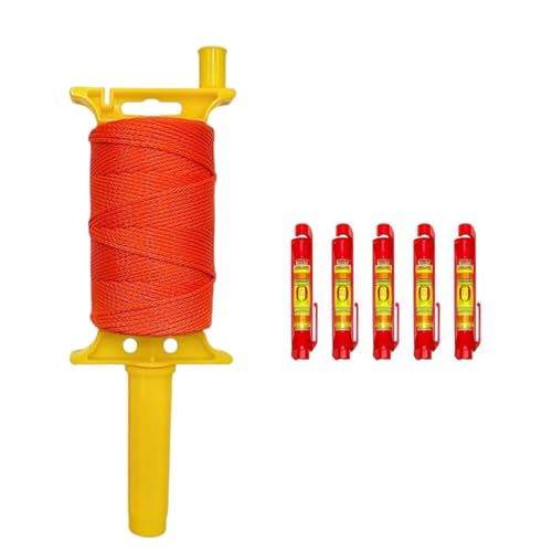 Cuerda profesional para construcción de 540 pies, nylon reforzado con mango ergonómico y herramienta integrada de nivelación, línea fluorescente para albañiles miniatura 1