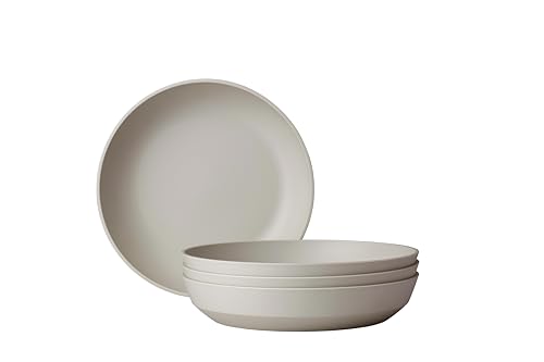 Mepal, Deep plate 4 pieces Silueta, Dishwasher & microwave resistant, Plastic plates, Dinner plates, Tableware, 21 cm