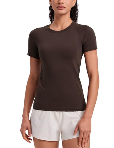 Image of CRZ YOGA Seamless T-Shirt Hip Length | Training, Chafe-Free, Slim Fit, Raglan Sleeves, Mesh Vents, Workout, Short Sleeve Tops for Women