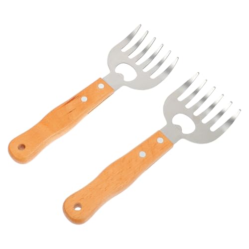 TOKIDNY 2 Stück Bbq Fleischzerkleinerer Krallen aus Edelstahl mit Hitzebeständigem Holzgriff und Flaschenöffner für Grill Pulled Pork Hühnchen und Rind