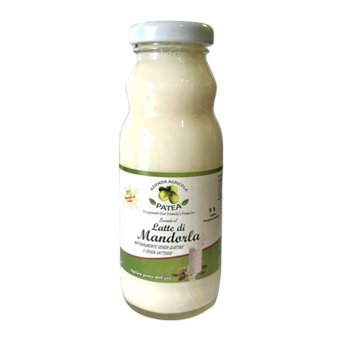 Azienda Agricola Patea Leche de Almendra Siciliana Natural – Bebida Vegetal con Almendras de Sicilia, Vegana y Sin Lactosa – Pack de 12 Botellas de 200 ml