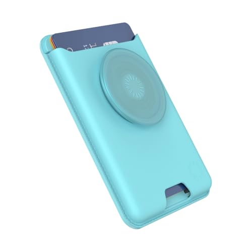 Image of PopSockets Phone Wallet for MagSafe, Phone Card Holder with Grip, Light Blue - Butterfly Pea Blue