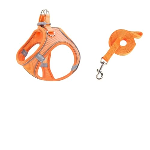Diexgiy ペット製品 ベストスタイル ペットリーシュ 猫と犬用チェストハーネス 通気性 反射 犬用ウォーキングチェーン 犬用ハーネス 犬用ハーネス ペット製品 リーシュ 反射素材 ナイロン 特大犬、小型犬、中型犬に最適 通気性 調節可能 (M,オレン