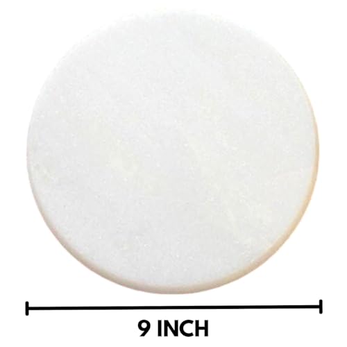 Image of Modern Decor Emporium White Marble Chakla (9 Inch) | Roti Maker | Rolling Pin Board | Chapati Maker | Chakla | Kitchen Tools for Home & Kitchen | Polished | Finished Marble Roti Maker. (White 9 INCH)