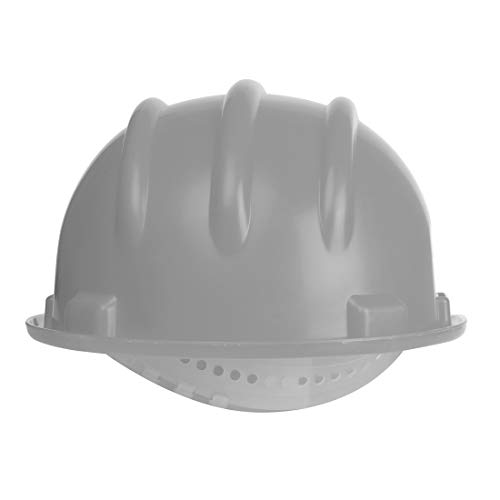 Image of KARAM PN501 Safety Helmet for Men Industrial and Construction Use| Manual Adjustment Type with Adjustable Chin Strap| Triple Corrugation and is Certified Safety Helmet Grey