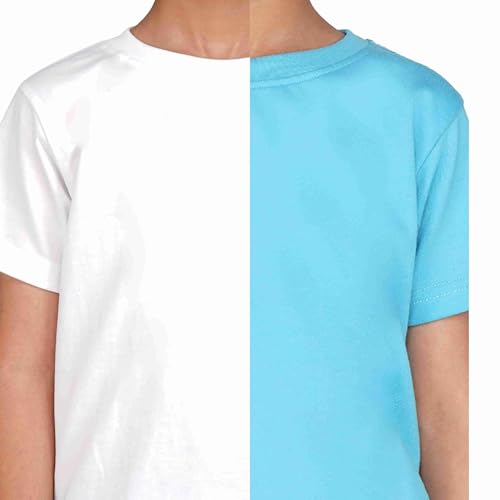 Image of Kids Round Neck T-Shirt Half Sleeves 100% Cotton Rich Soft Comfortable Fit Stylish Plain Color White+1 Combo Original Brand Tshirt for Boys
