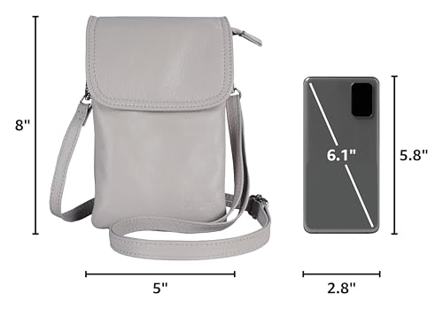 Image of befen Genuine Leather Small Crossbody Bags for Women Cell Phone Bag Cross Body Purses,Silver Zipper