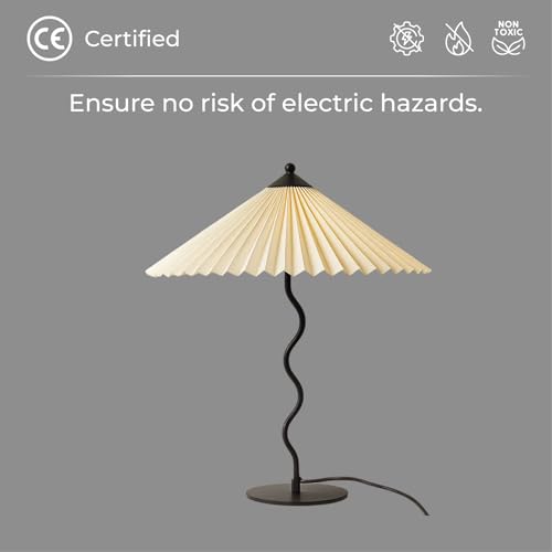 Image of Desk Lamp for Living Room & Bedroom, RippleWave Design, 52 cm Height, Ambient Night Light, 2.5 m Cord with Switch, 180 GSM Laminated Paper Shade
