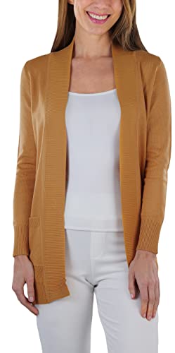 Image of ToBeInStyle Women's Long Sleeve Rib Banded Open Sweater Cardigan