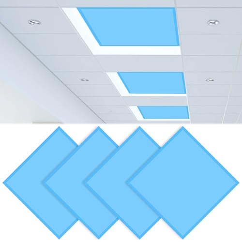 CNSJ Lot de 4 couvertures magnétiques fluorescentes de 6,1 x 6,1 m pour plafonnier de salle de classe réduisant les reflets agressifs avec filtres LED pour...