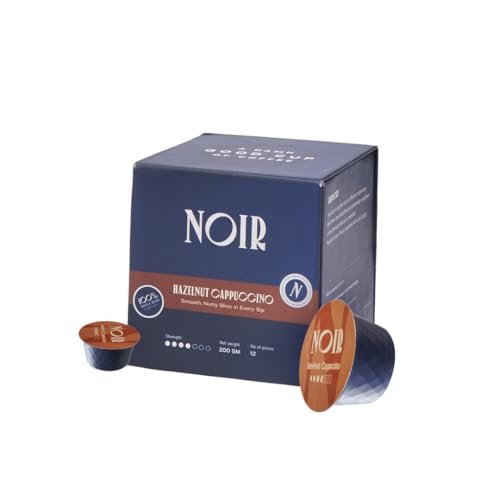 Noir's Premium Hazelnut Cappuccino Pods | Rich Dairy Creamer with Smoothy Hazelnut Flavor | Velvety Frothy Finish | Dolce Gusto Compatible Pods | Pack of 12