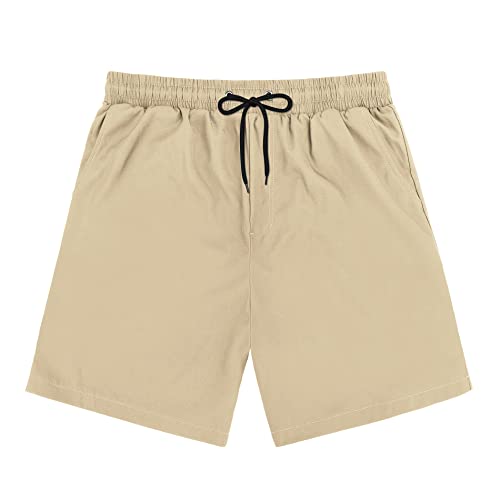 Men's Swimsuit Trunks 7 Inch Inseam Beach Shorts with Pockets Mens Swimming Trunks Deep Khaki XL4