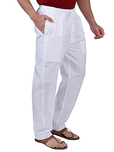 Men's White Cotton Round Elastic Pajama | Indian Pajama| Bottomwear for Kurta| Dailywear, Pajama for Patients2