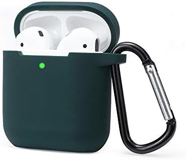 Airpods Case Cover Compatible with AirPods 2 & 1, KOKOKA Silicone Shockproof Airpods Case Cover Front LED Visible Extra Protection with Carabiner, Orange