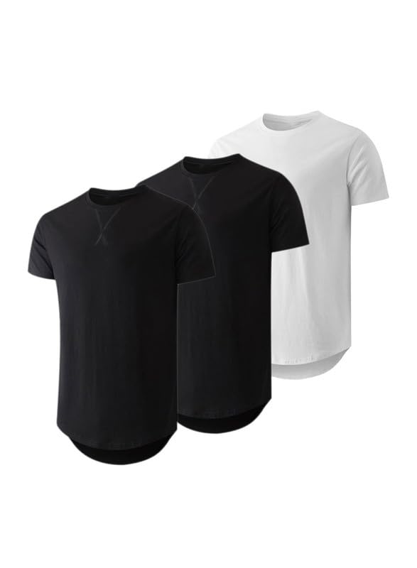 JMIERR 3 Pack T Shirt Herren Sommer Basic Einfarbig T-Shirt Baumwolle Slim Fit Hemd Kurzarm Sportwear