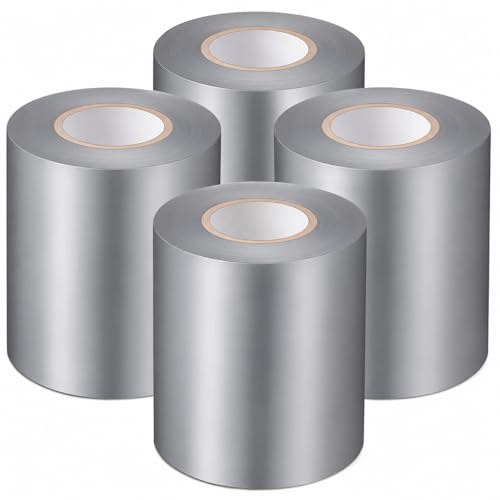4 Rolls Wrestling Mat Tape Gymnastics Floor Tape Wrestling Grappling Exercise Mats Seam Cover, PVC 7 Mil Seam Cover Tape for Heavy Duty Carpet Jiu Jitsu Mats (Silver Gray, 4'' X 98.4')