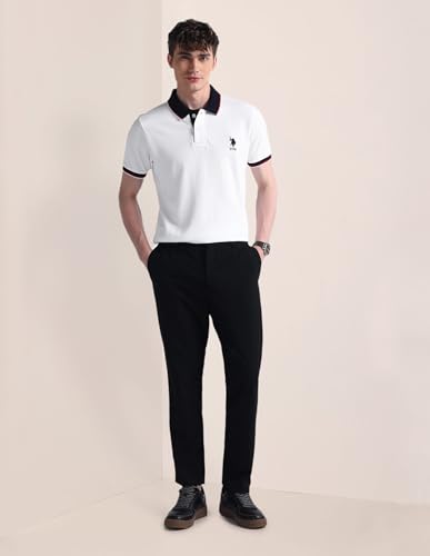 Image of U.S. Polo ASSN. Solid Slim Fit Polo T Shirts for Men - 100% Cotton, Half Sleeve Mens Tshirt