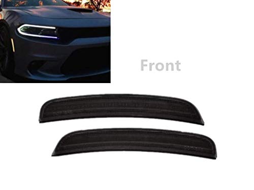 eLoveQ AMBER LED FRONT BUMPER SMOKE SIDE MARKER LIGHTS REPLACEMENT FOR 2015-2020 DODGE CHARGER