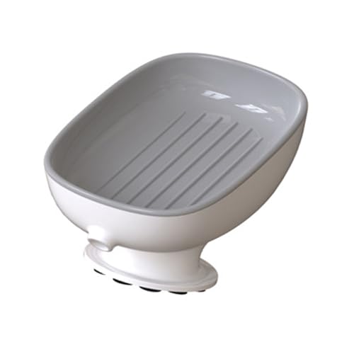 Image of Self Draining Plastic Soap Holder with Suction Cup - Leaf Shape Bar Soap Dish for Kitchen Sink, Shower, and Bathtub (1, White)